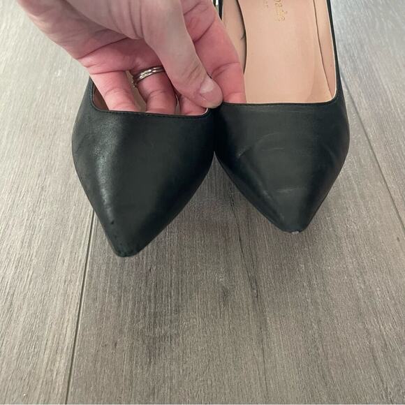 Kate Spade Vivian Pumps Black Leather Point Toe Heels - Picture 4 of 8